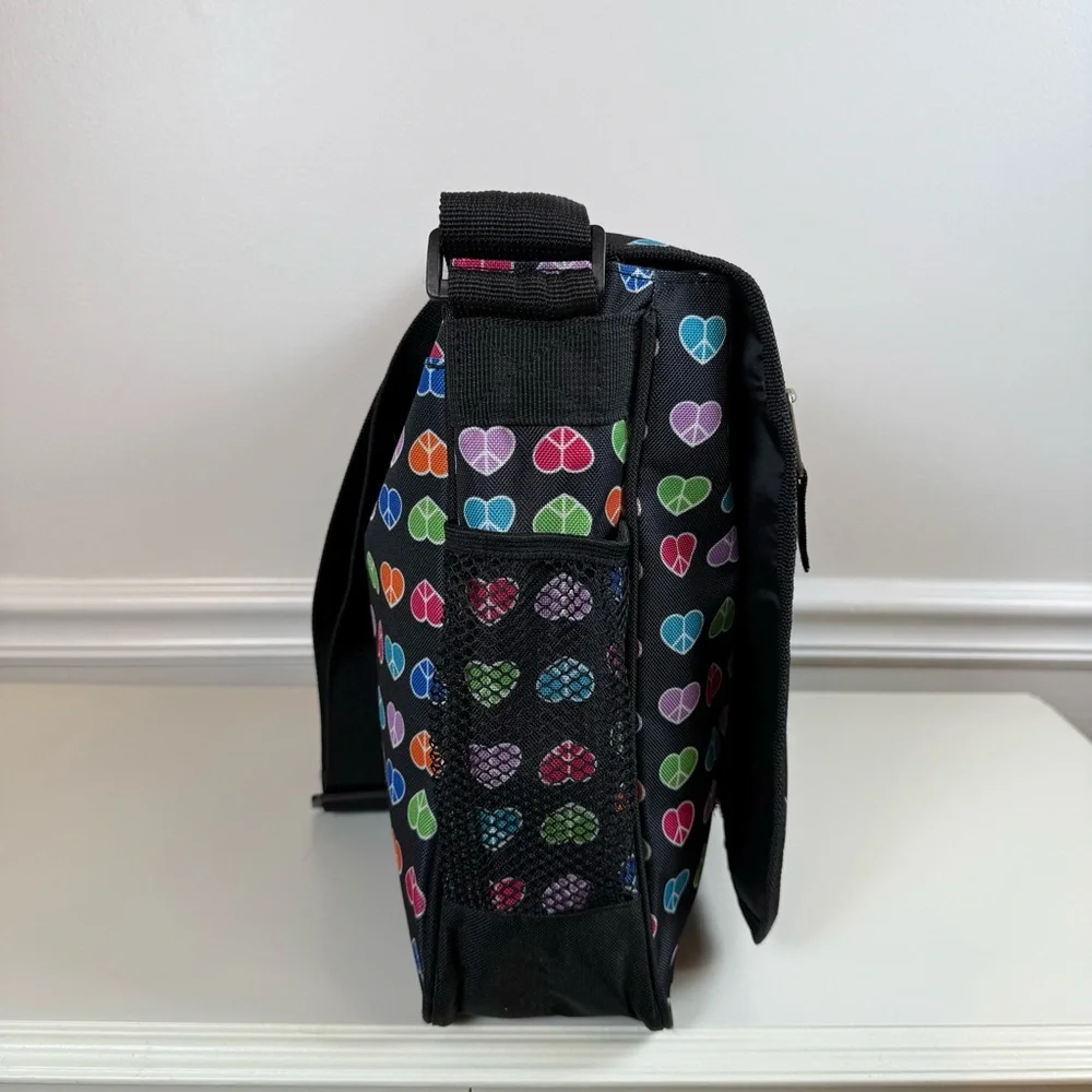 Dickies Rainbow‎ Hearts Crossbody Flap Messenger Large Shoulder Bag Computer